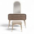 Modern wooden vanity set with mirror and upholstered stool 100 x 40 x 75cm