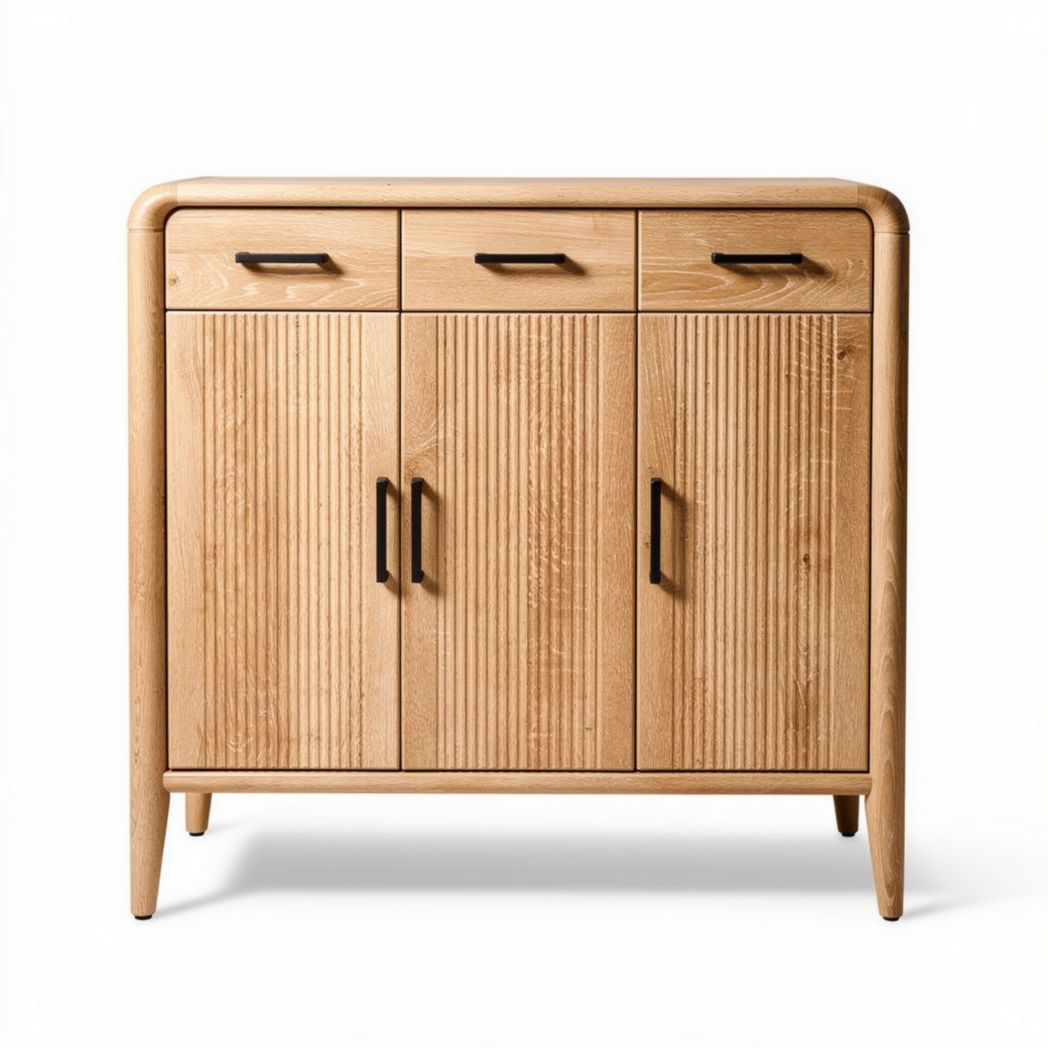 Wooden sideboard with two doors and one drawer in off-white finish 90 x 40 x 80cm