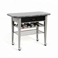 Rolling kitchen island with marble top storage drawer and wine rack 90 x 50 x 80cm