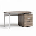 Wooden office desk with metal legs and three-drawer storage unit 120 x 60 x 75cm