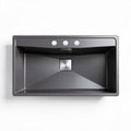 Granite composite kitchen sink 33 inch undermount with three holes in matte black