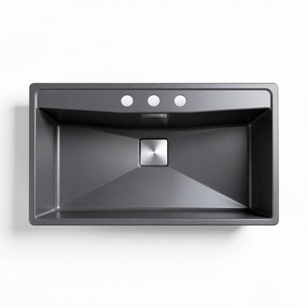 Granite composite kitchen sink 33 inch undermount with three holes in matte black