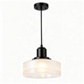 Black pendant light fixture with frosted glass shade 30 x 30 x 25cm