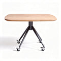 Wooden rectangular table with metal legs and wheels 120 x 80 x 75cm