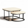 nested coffee tables with terrazzo top and metal frames 40 x 40 x 30cm